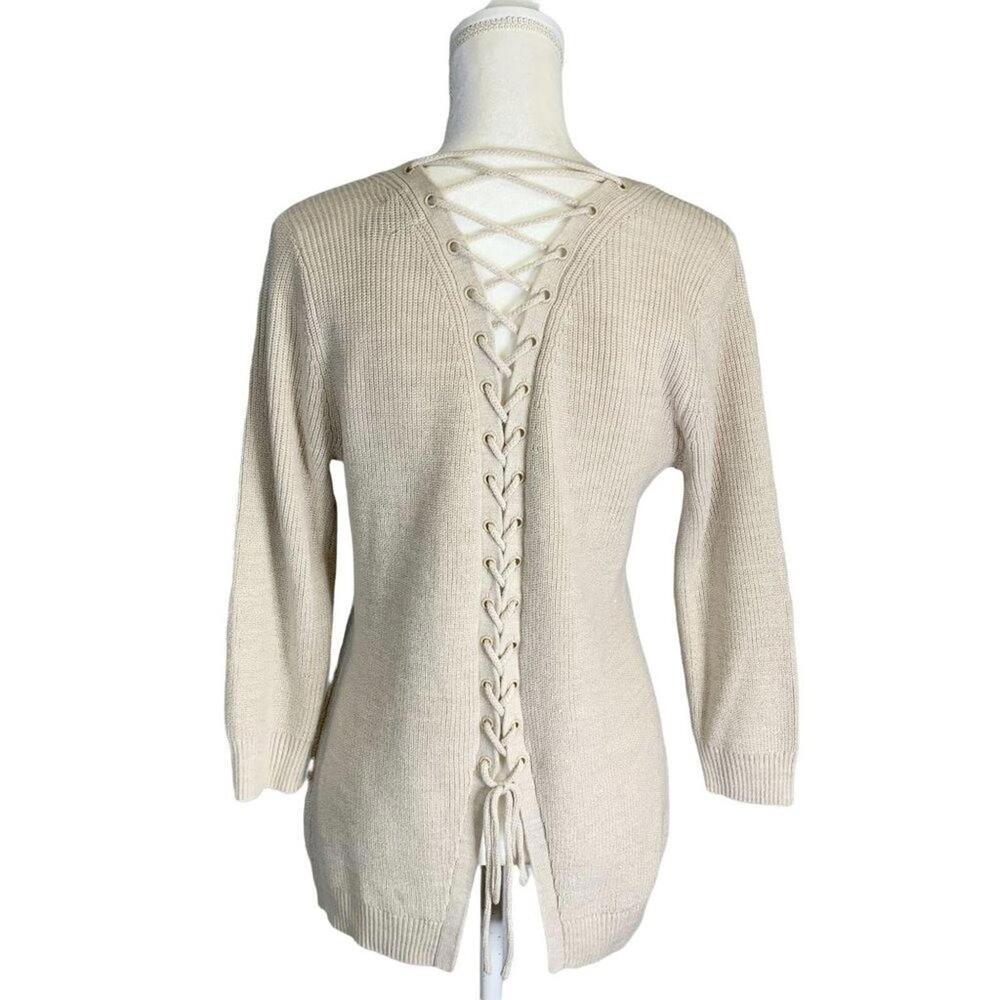 Soho Tie Back Long sleeve Slouchy Breathable Cozy Cable Knit Sweater Medium‎